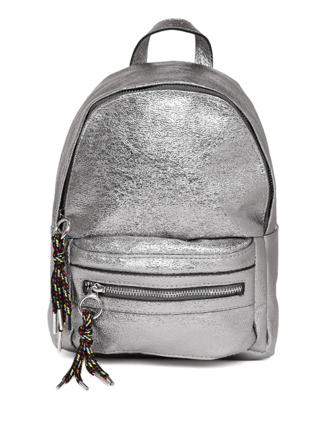 

MANGO Women Silver-Toned Solid Backpack