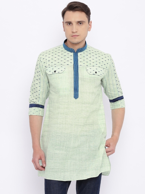 

Manish Creations Men Green Solid Straight Kurta