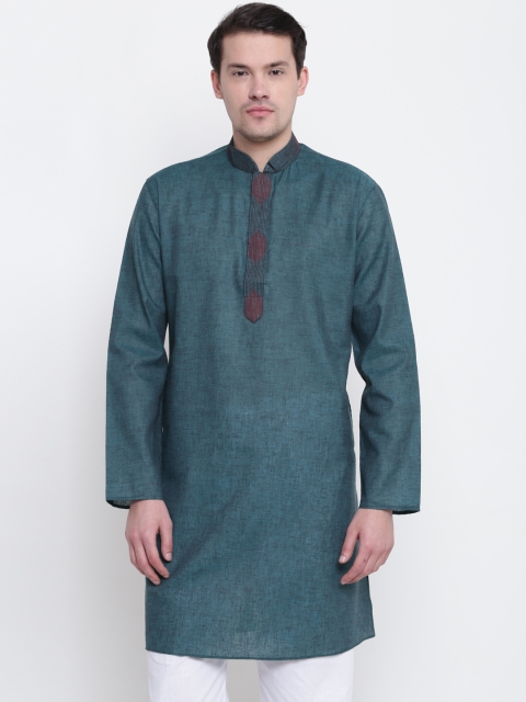 

Manish Creations Men Green Solid Straight Kurta