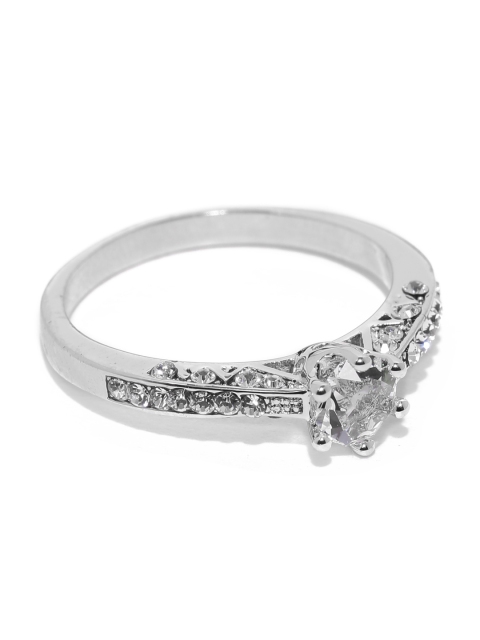 

Yellow Chimes Crystals from Swarovski Collection Silver-Toned Rhodium-Plated Ring