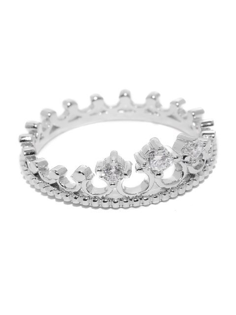 

Yellow Chimes Crystals from Swarovski Collection Silver-Toned Rhodium-Plated Ring