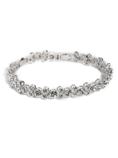 

Yellow Chimes Crystals from Swarovski Collection Silver-Toned Metal Rhodium-Plated Link Bracelet
