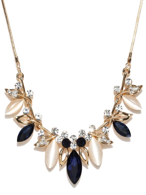 

PRITA Gold-Toned & Navy Stone-Studded Handcrafted Necklace