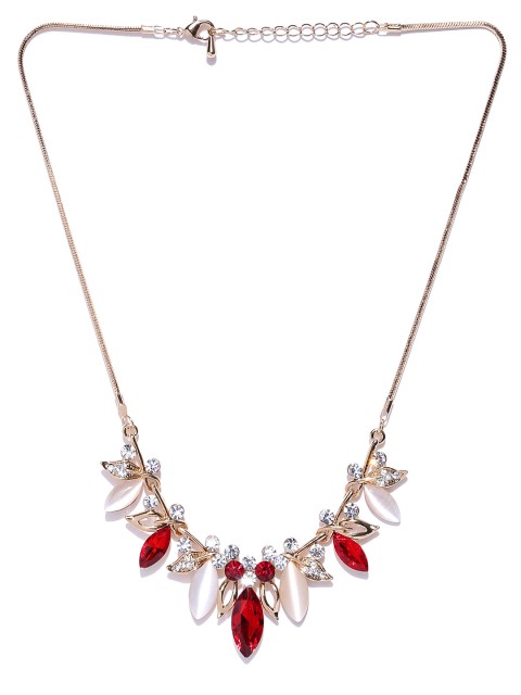 

PRITA Red & Off-White Stone-Studded Handcrafted Necklace, Gold