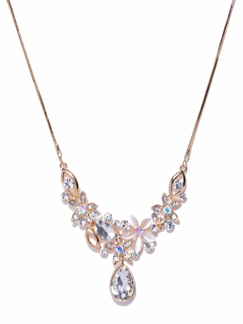 

PRITA Gold-Toned & Off-White Stone-Studded Handcrafted Necklace