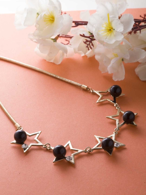 

PRITA Black Gold-Plated Handcrafted Beaded Necklace