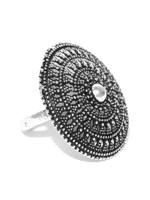 

Priyaasi Oxidised Silver-Toned Textured Adjustable Ring