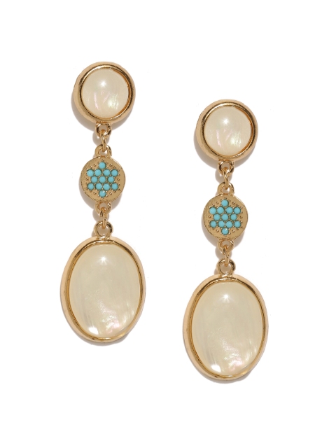 

Ayesha Gold-Toned & Turquoise Blue Contemporary Drop Earrings