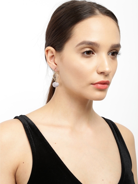 

Ayesha Gold-Toned & Grey Circular Drop Earrings
