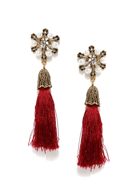 

Ayesha Red & Gold-Toned Contemporary Drop Earrings