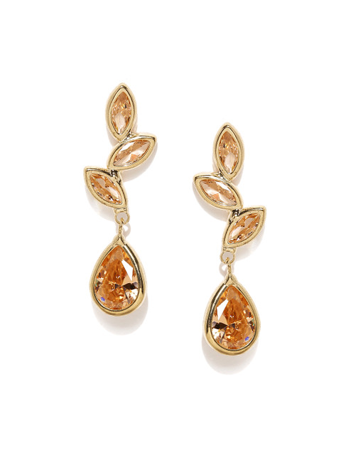 

Ayesha Gold-Toned & Orange Leaf Shaped Drop Earrings
