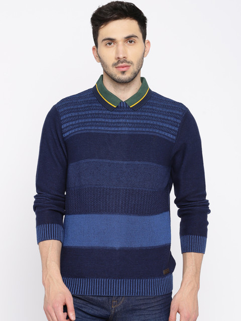 

Wrangler Men Blue Striped Sweater
