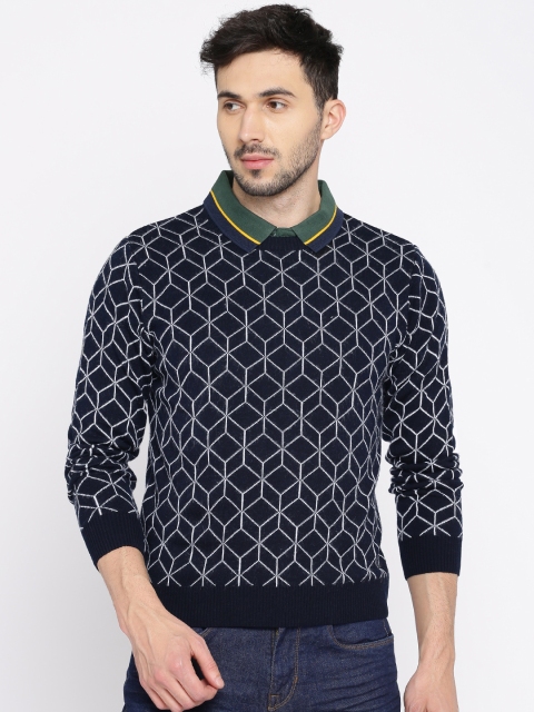 

Wrangler Men Navy Patterned Sweater, Navy blue