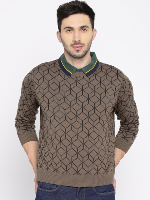 

Wrangler Men Taupe Patterned Sweater