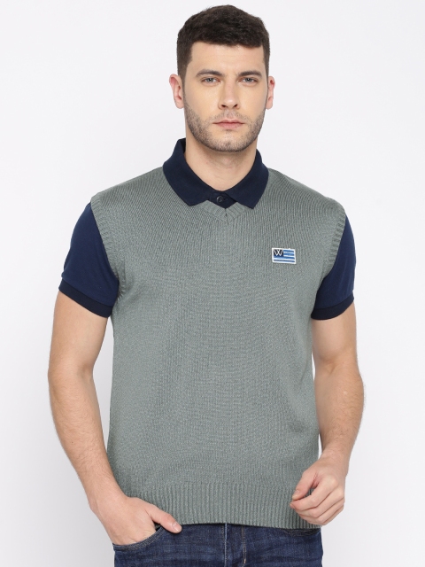 

Wrangler Men Grey Solid Sweater Vest