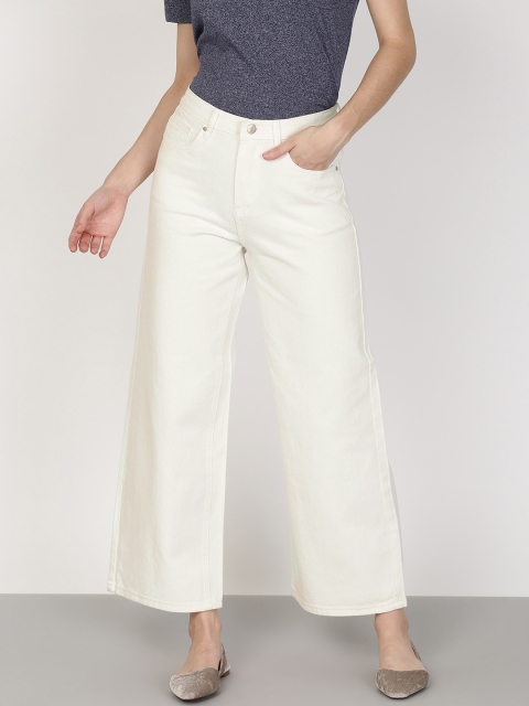 

ether Women White High-Rise Clean Look Wide Fit Jeans