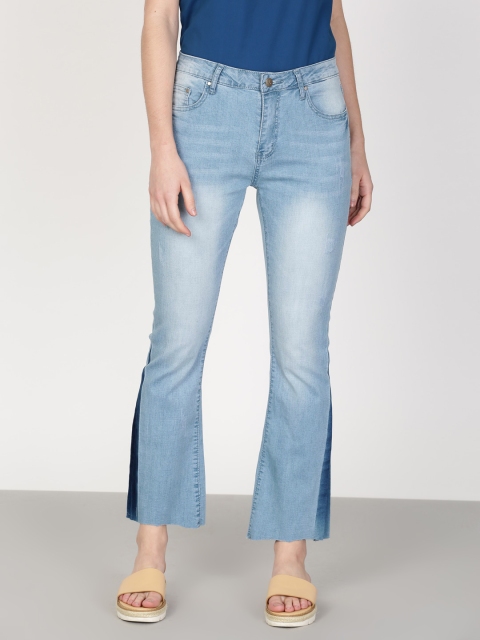 

ether Women Blue Bootcut Mid-Rise Clean Look Colourblocked Jeans