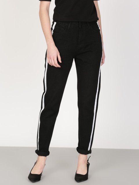

ether Women Black Boyfriend Fit Mid-Rise Clean Look Jeans