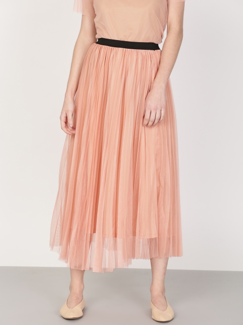 

ether Peach-Coloured Sheer Maxi Skirt