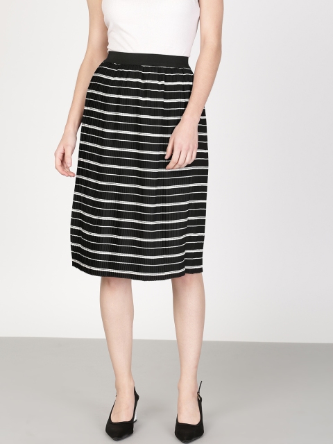 

ether Women Black & White A-Line Pleated Skirt