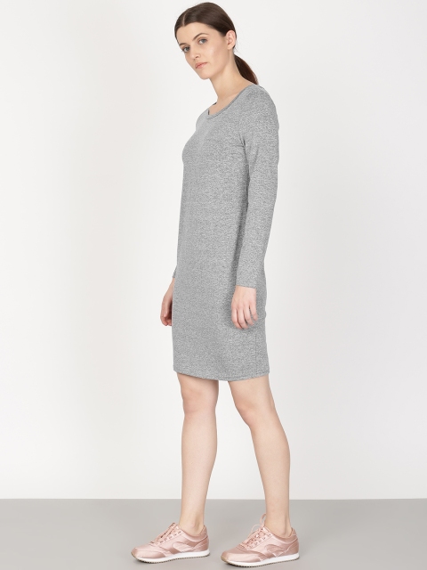 

ether Women Grey Melange Solid Sheath Dress