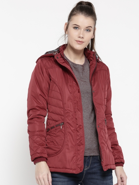 

Monte Carlo Women Red Solid Hooded Quilted Jacket