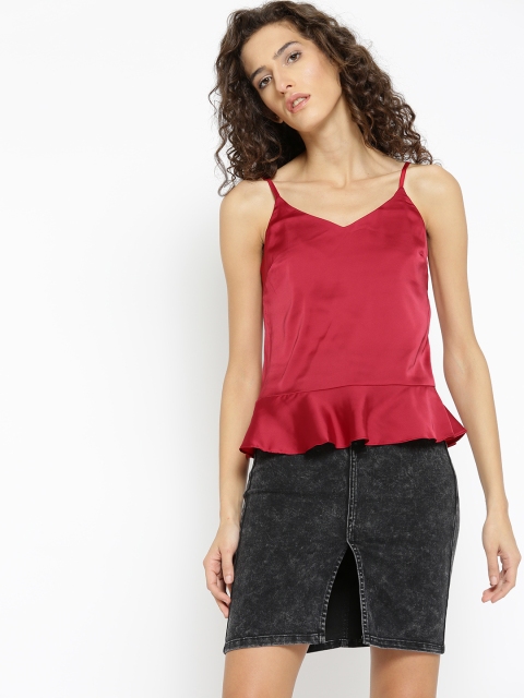 

MANGO Women Red Solid A-Line Top