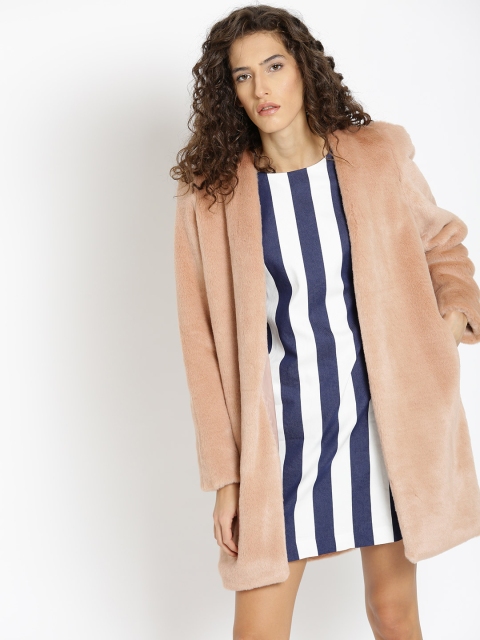 

MANGO Beige Faux Fur Longline Coat
