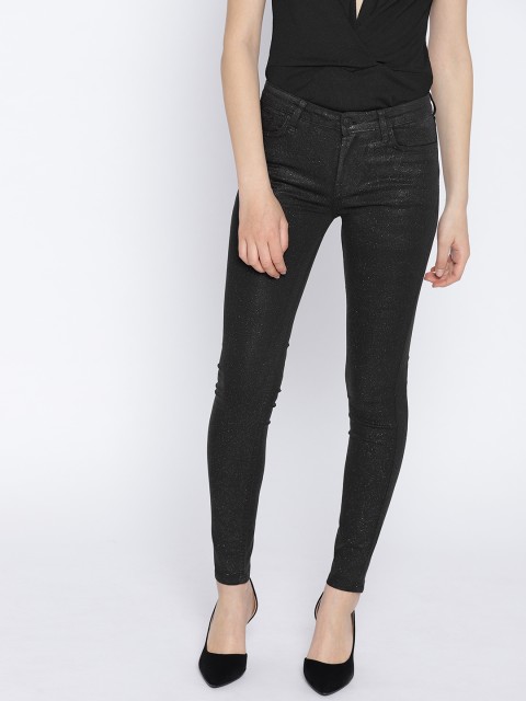 

MANGO Women Black Skinny Fit Mid-Rise Clean Look Stretchable Jeans