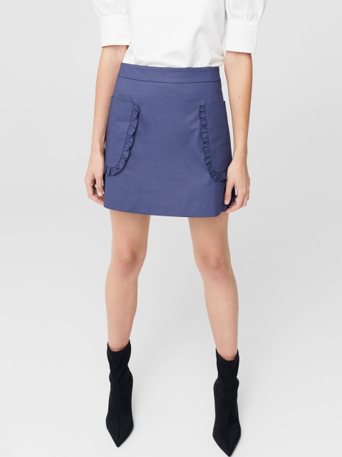 

MANGO Navy Mini Skirt with Frills, Navy blue
