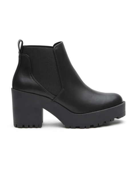 

MANGO Women Black Solid Heeled Boots