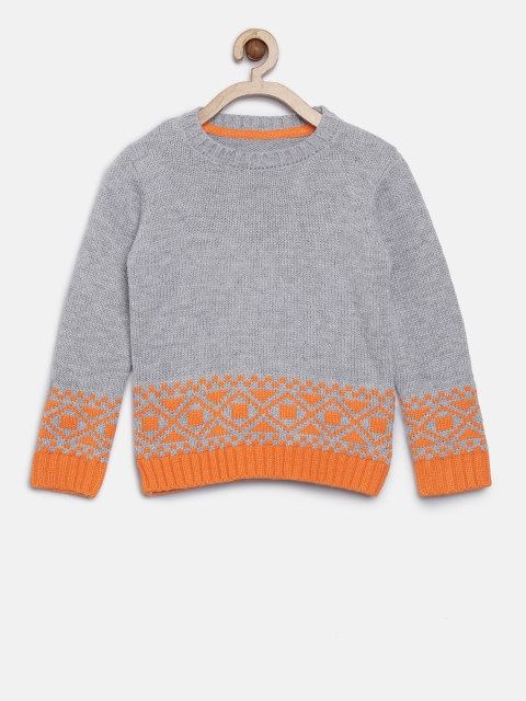 

mothercare Boys Grey & Orange Solid Sweater