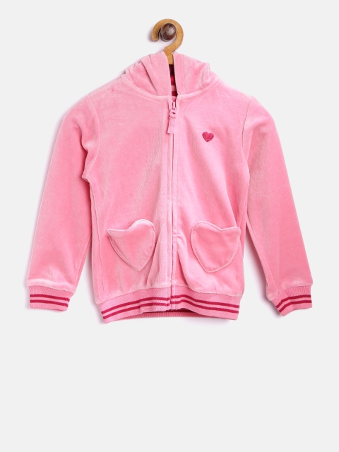 

mothercare Girls Pink Solid Hooded Sweatshirt