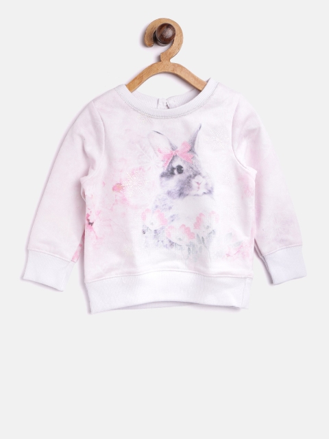 

mothercare Girls Off-White & Pink Printed Sweatshirt