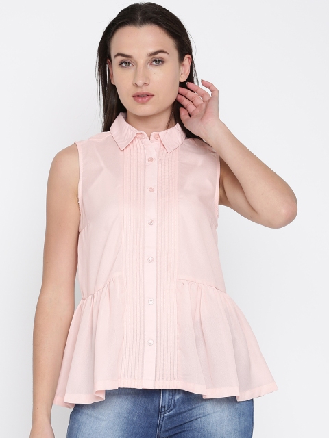 

French Connection Women Pink Solid Shirt Style Top