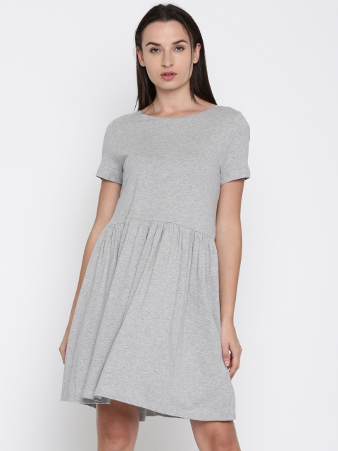 

French Connection Women Grey Solid Fit & Flare Dress