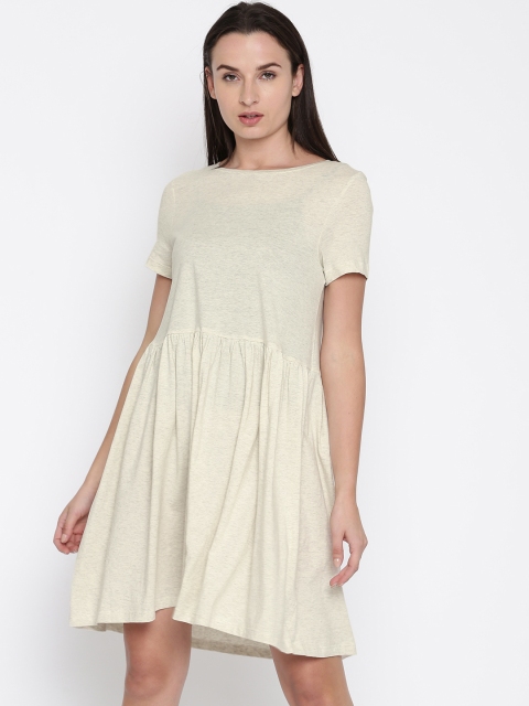 

French Connection Women Grey Melange Solid Fit & Flare Dress