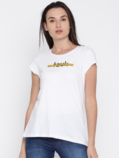

French Connection Women White T-shirt