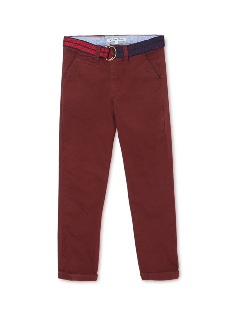 

Allen Solly Junior Boys Maroon Regular Fit Solid Chinos