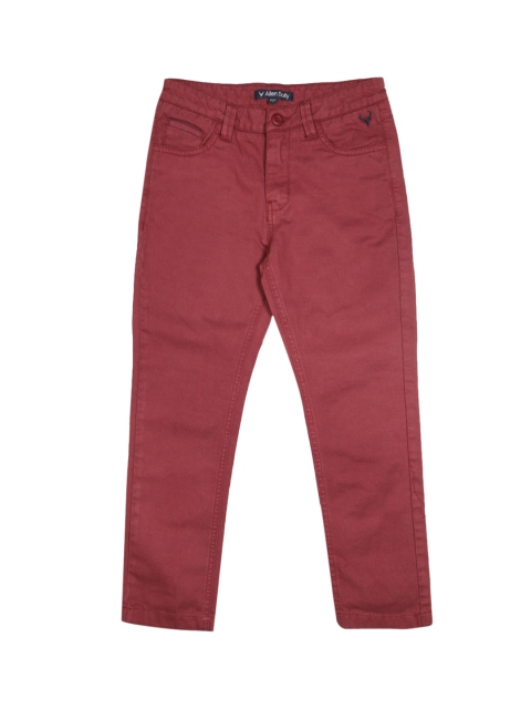 

Allen Solly Junior Boys Maroon Regular Fit Solid Regular Trousers
