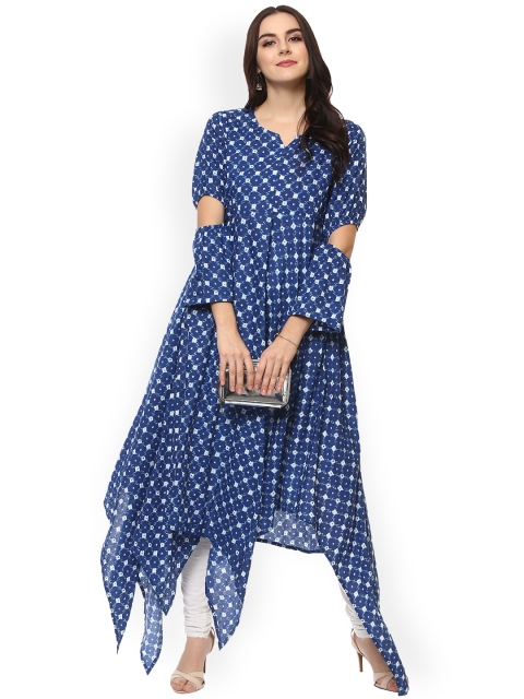 

La Firangi Women Blue Printed Anarkali Kurta
