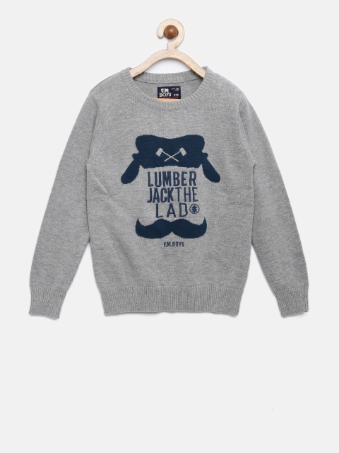 

Flying Machine Boys Grey Self Design Pullover