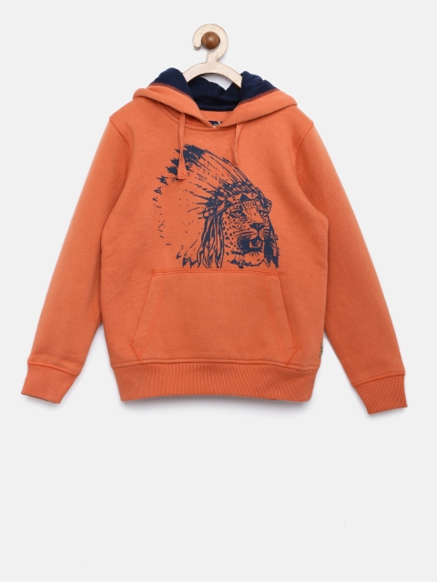 

Flying Machine Boys Orange Printed Hooded Sweatshirt