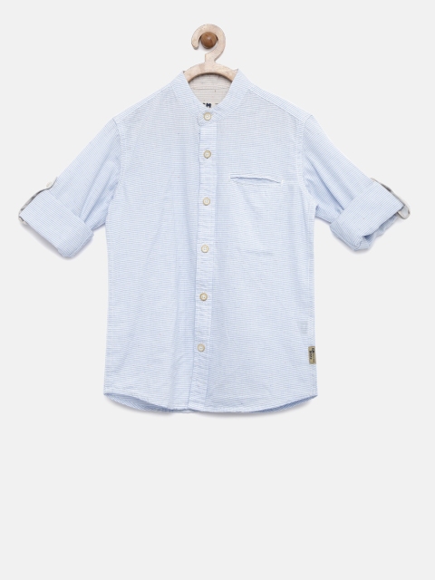 

Flying Machine Boys Blue & White Regular Fit Striped Casual Shirt