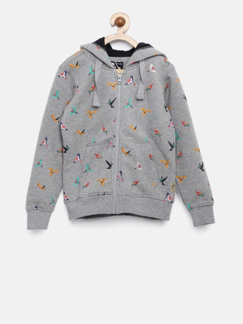 

Flying Machine Boys Grey Printed Hooded Sweatshirt