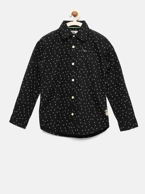 

Flying Machine Boys Black Regular Fit Printed Casual Shirt