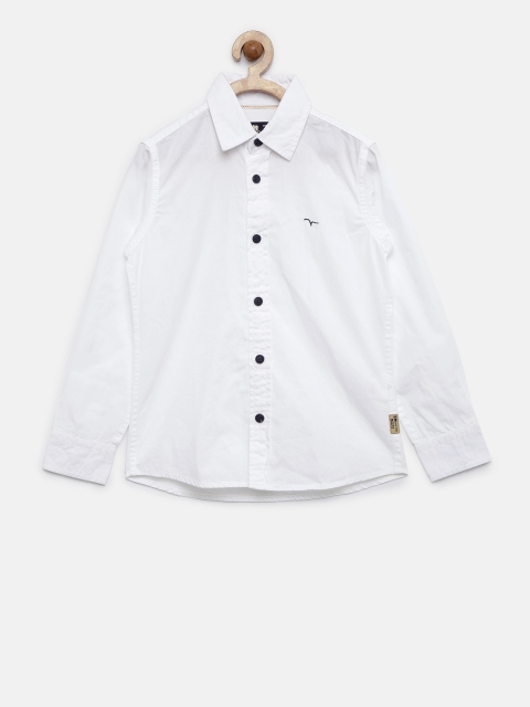 

Flying Machine Boys White Regular Fit Solid Casual Shirt