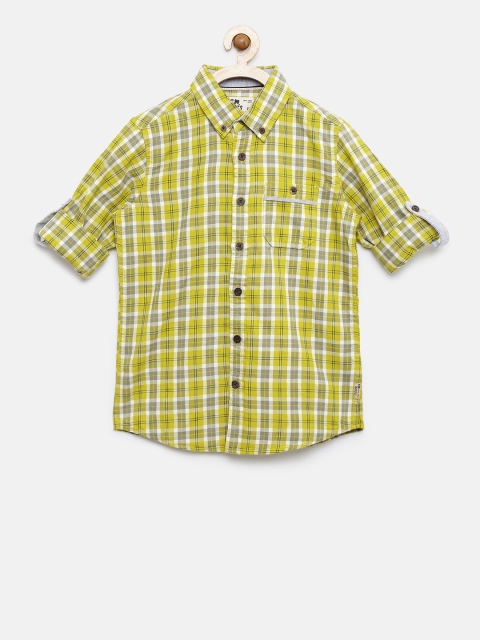 

Flying Machine Boys Lime Green Regular Fit Checked Casual Shirt