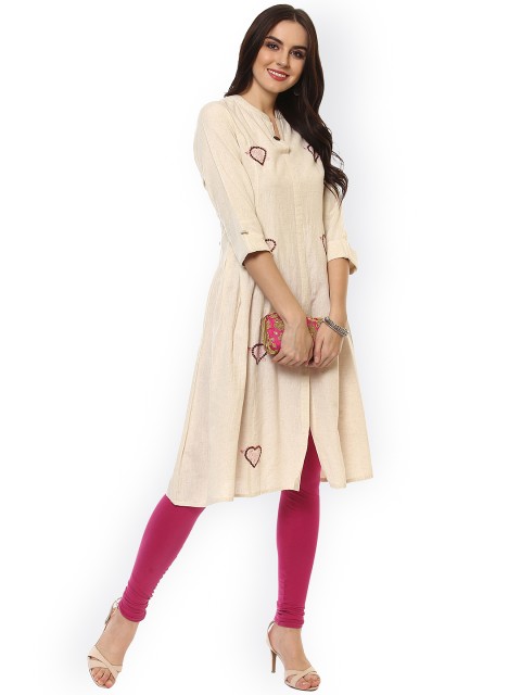 

La Firangi Women Cream-Coloured Printed A-Line Kurta