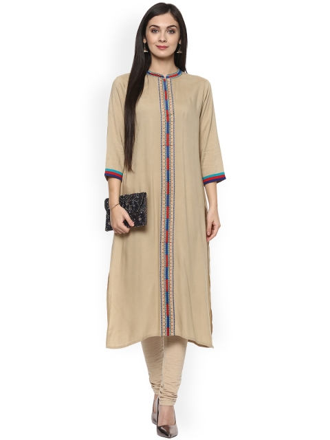

La Firangi Women Beige Solid Straight Kurta